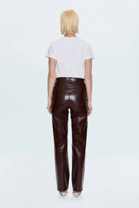 PISTOLA Cassie Super High Rise Straight Pant in tobacco croc - women's pants - detail view