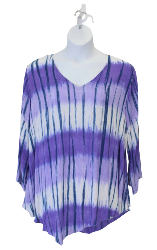 Modesce - Women's Tie Dye V-hem Top - PLUS