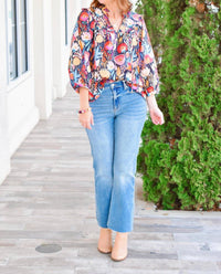 Entro - Bright Floral Fall Blouse