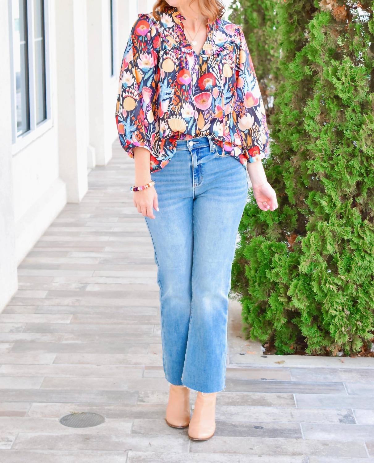Entro - Bright Floral Fall Blouse