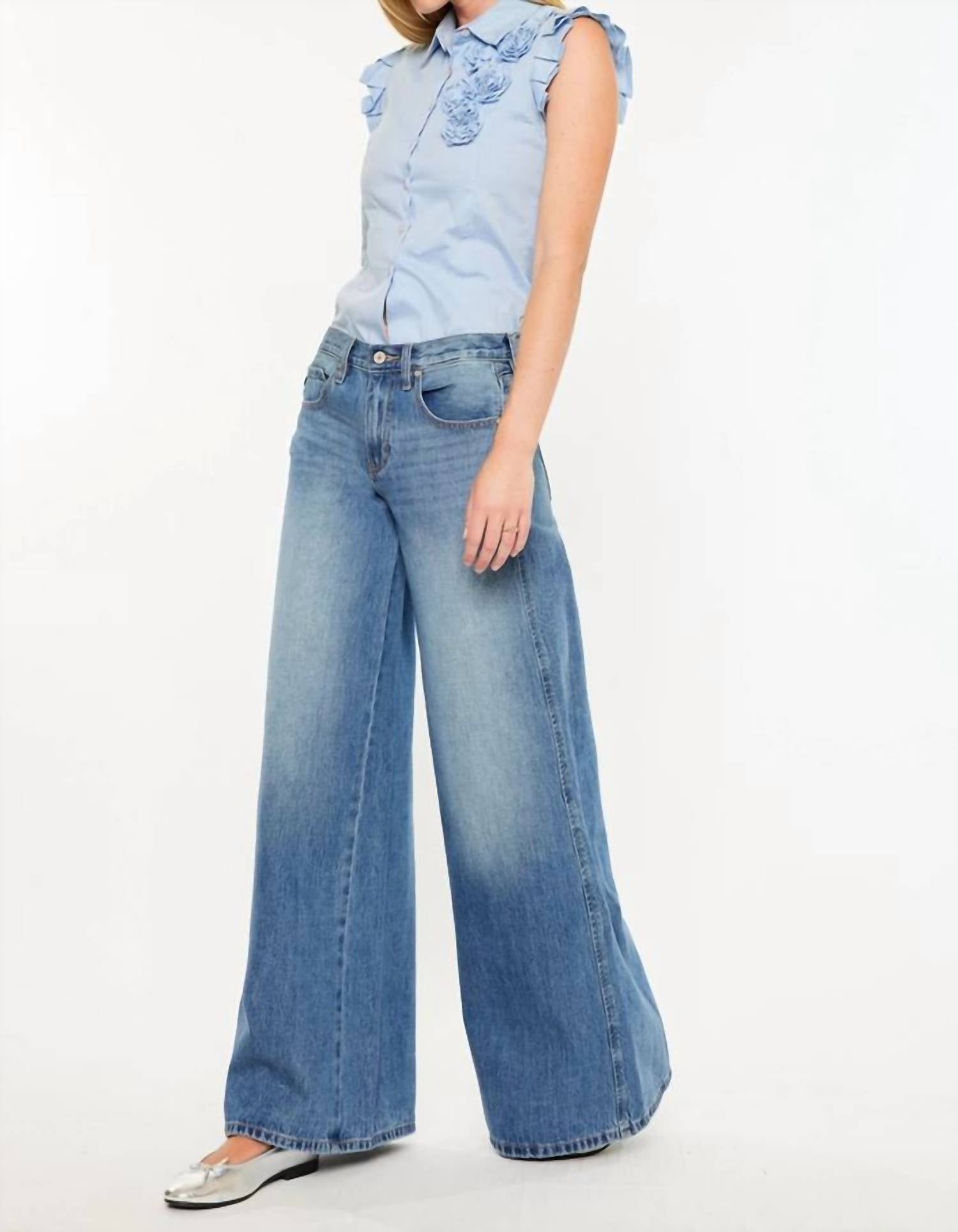 Kancan - Jocy Mid Rise Super Wide Jeans