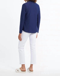 Tribal - Long Sleeve Zip Up Mock Neck Top