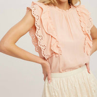 Bluivy - Ruffled Eyelet Lace Blouse