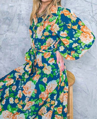 Flying Tomato - Printed Woven Midi Shirt Dress