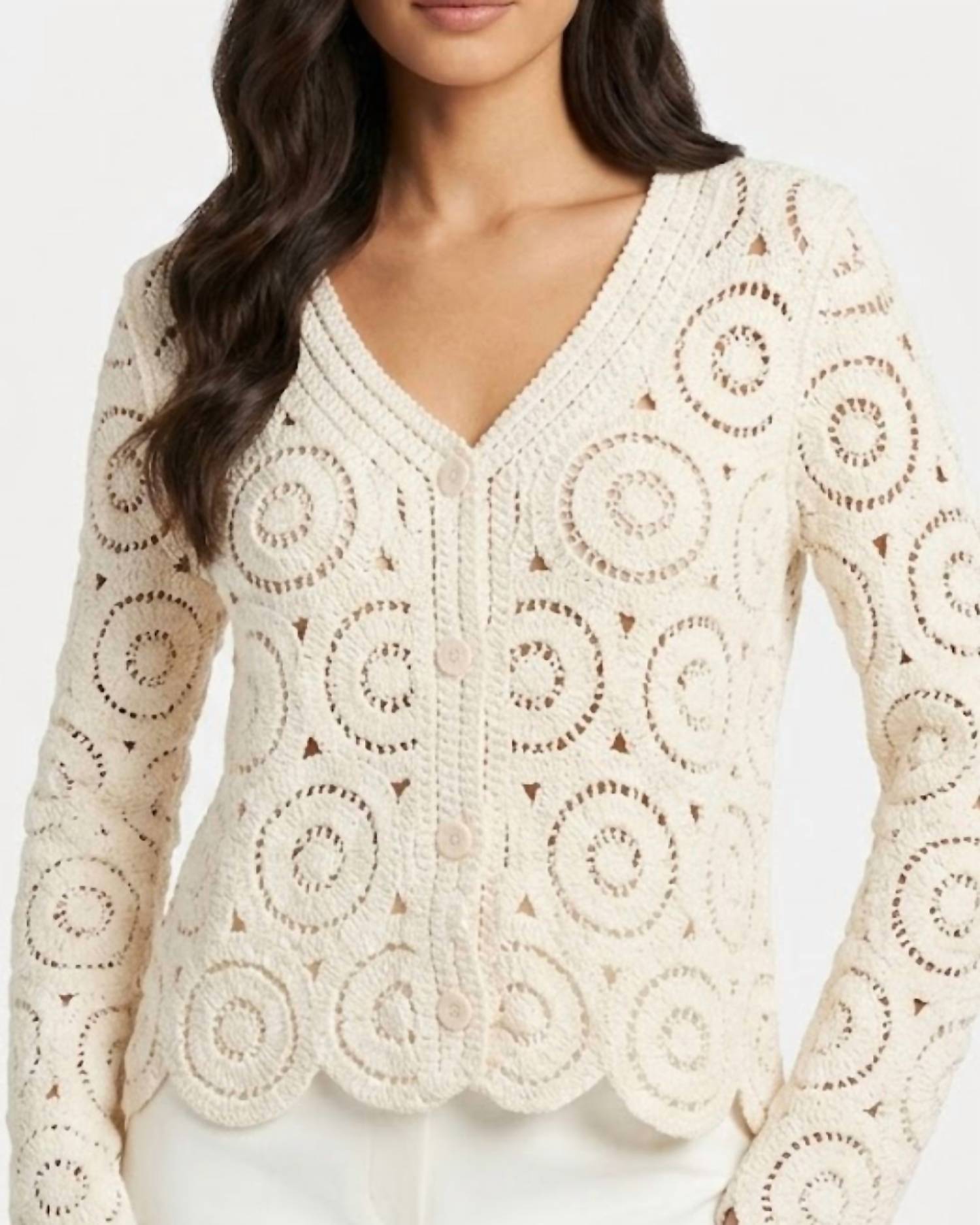 Pol - Soft Scallop Knitted V-neck Cardigan