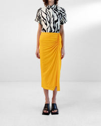 Maison Rabih Kayrouz Zebra Print Polo Shirt in black white - women's long sleeve top