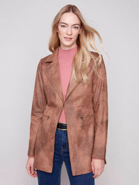 Charlie B - Vintage Texture Faux Suede Long Jacket
