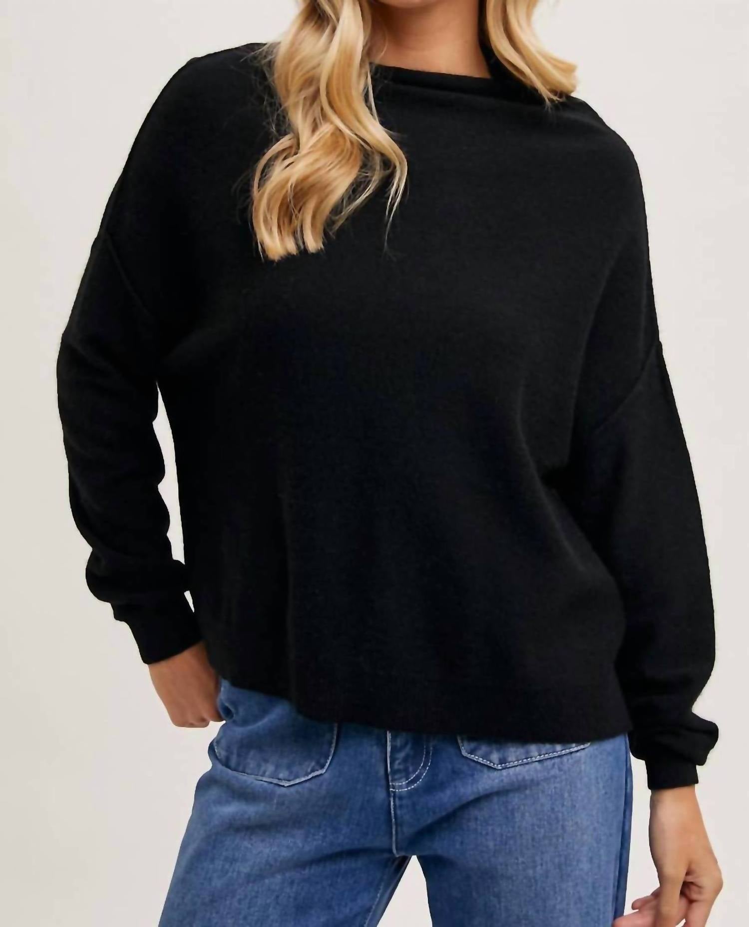 Mikarose Oversized Sweater Top in black - women's sweater