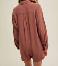 Wishlist - Nora Button Up Linen Romper