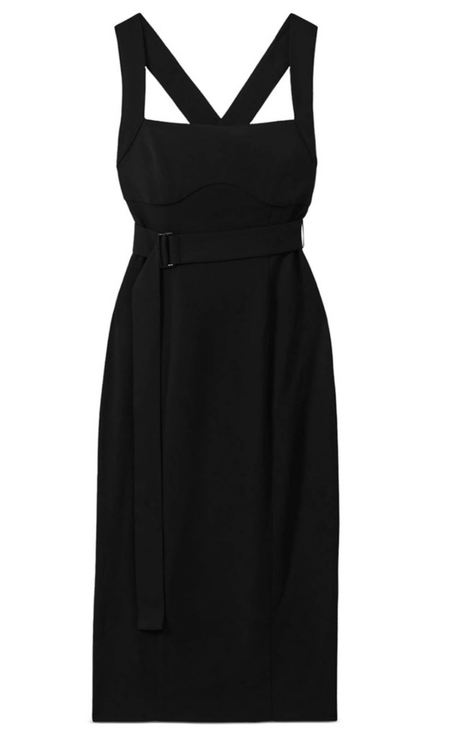 Reiss Nylah Cross Back Bodycon Midi Dress in black - women's dress - view 5