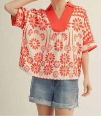 Jodifl - Drop Shoulder Floral Top