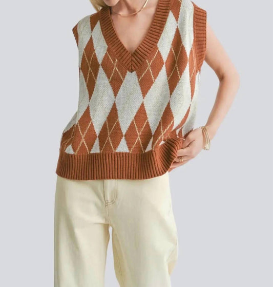 Sage The Label - Shawna Argyle Sweater Vest