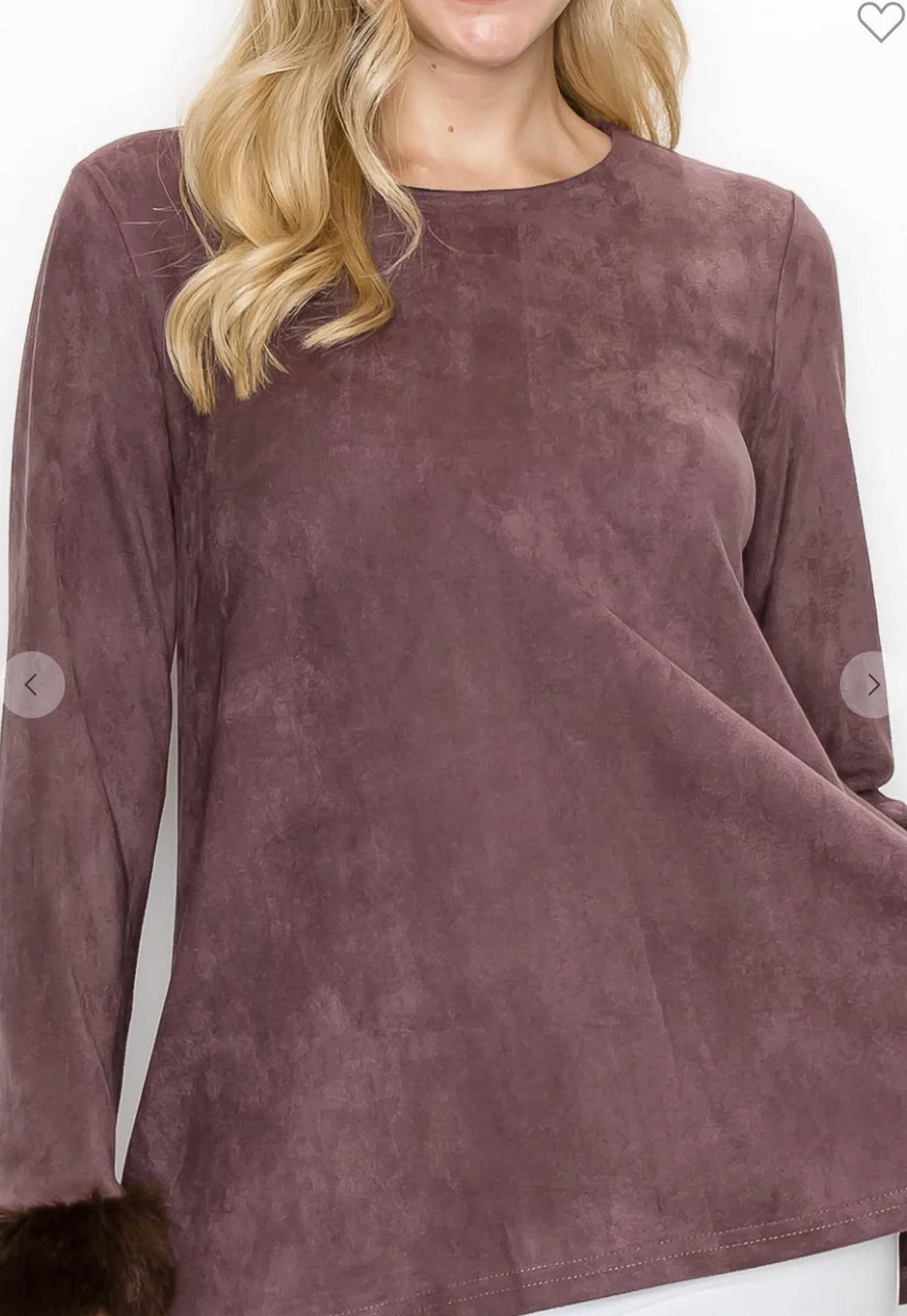 Joh - Annabelle Stretch Suede Top With Fur Accent