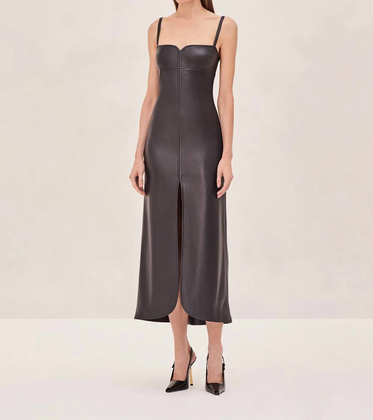 Alexis - Vegan Leather Midi Dress