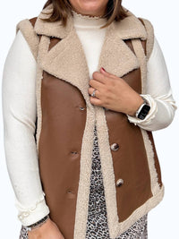 She + Sky - Faux Leather Shearling Vest