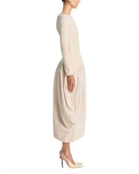 JONATHAN SIMKHAI Angela Long Sleeve Midi Dress in sand - women's dress - detail view