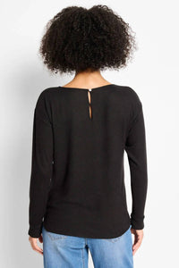 Nic + Zoe Easy Cozy Top in black onxy - women's long sleeve top - alternate view