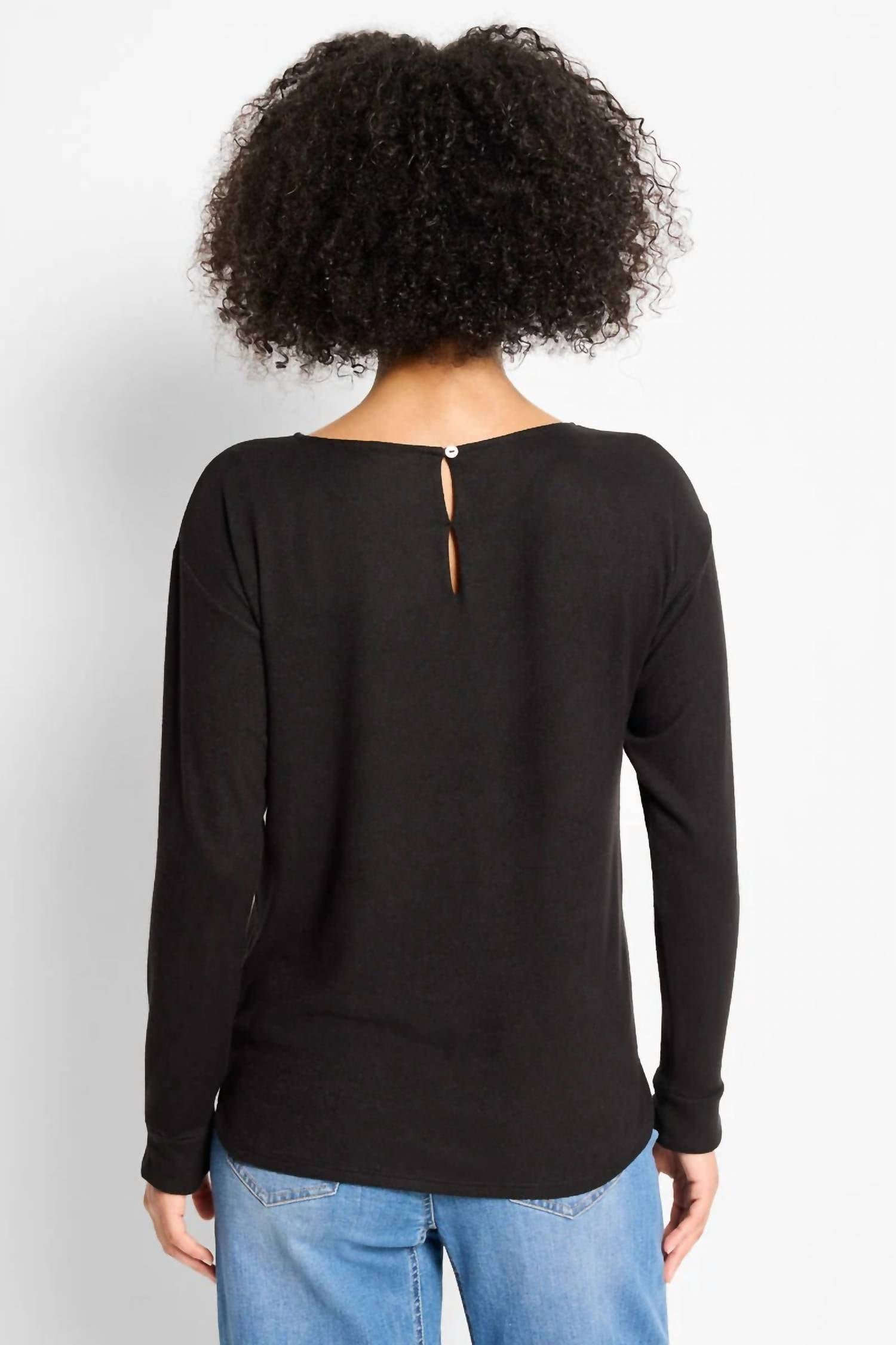 Nic + Zoe Easy Cozy Top in black onxy - women's long sleeve top - alternate view