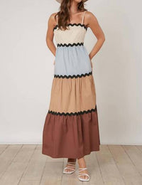 Peach Love - Colorblock Wave Maxi Dress