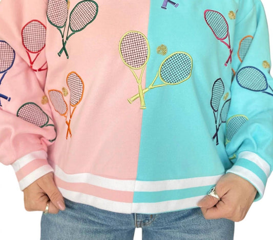 Queen Of Sparkles - Colorblock Tennis Sweatshirt