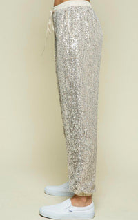 Levee - Elastic waist band sequin joggers