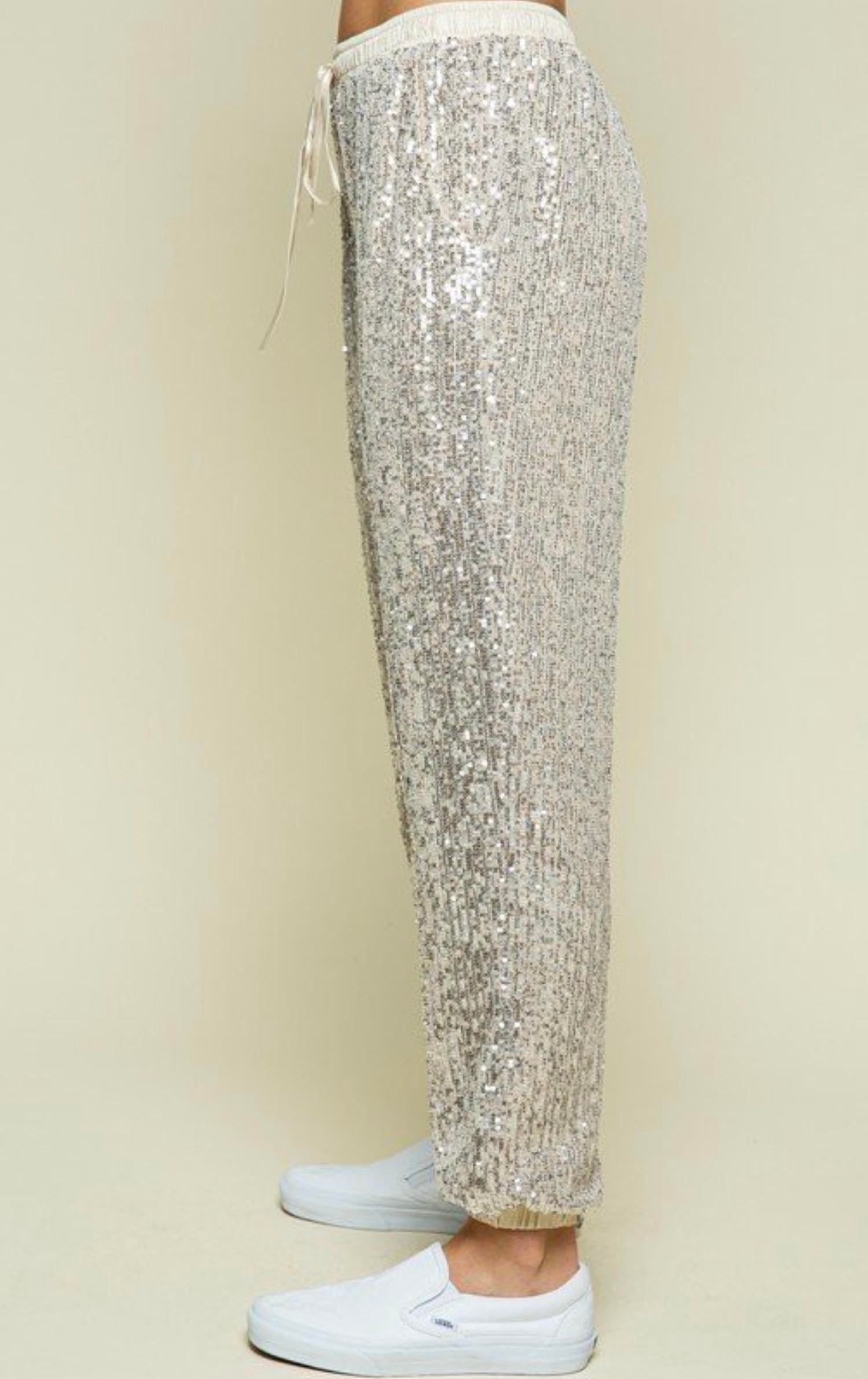 Levee - Elastic waist band sequin joggers
