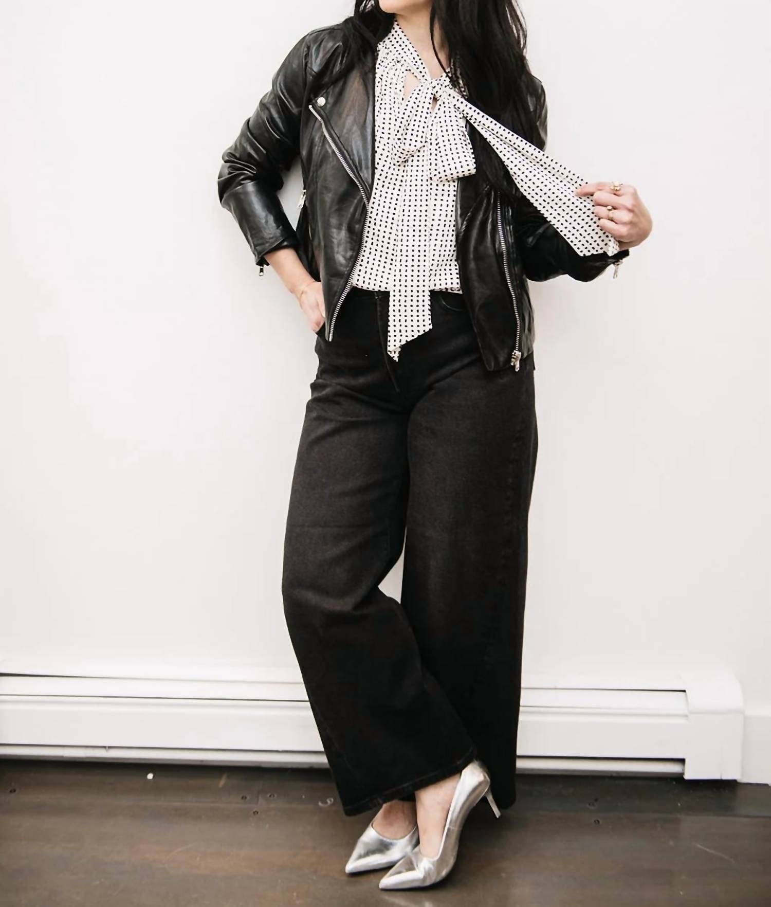 Reset By Jane - Faux Leather Long Sleeve Jacket