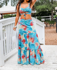 Surelymine - Miami Vibes Printed Maxi Skirt Set