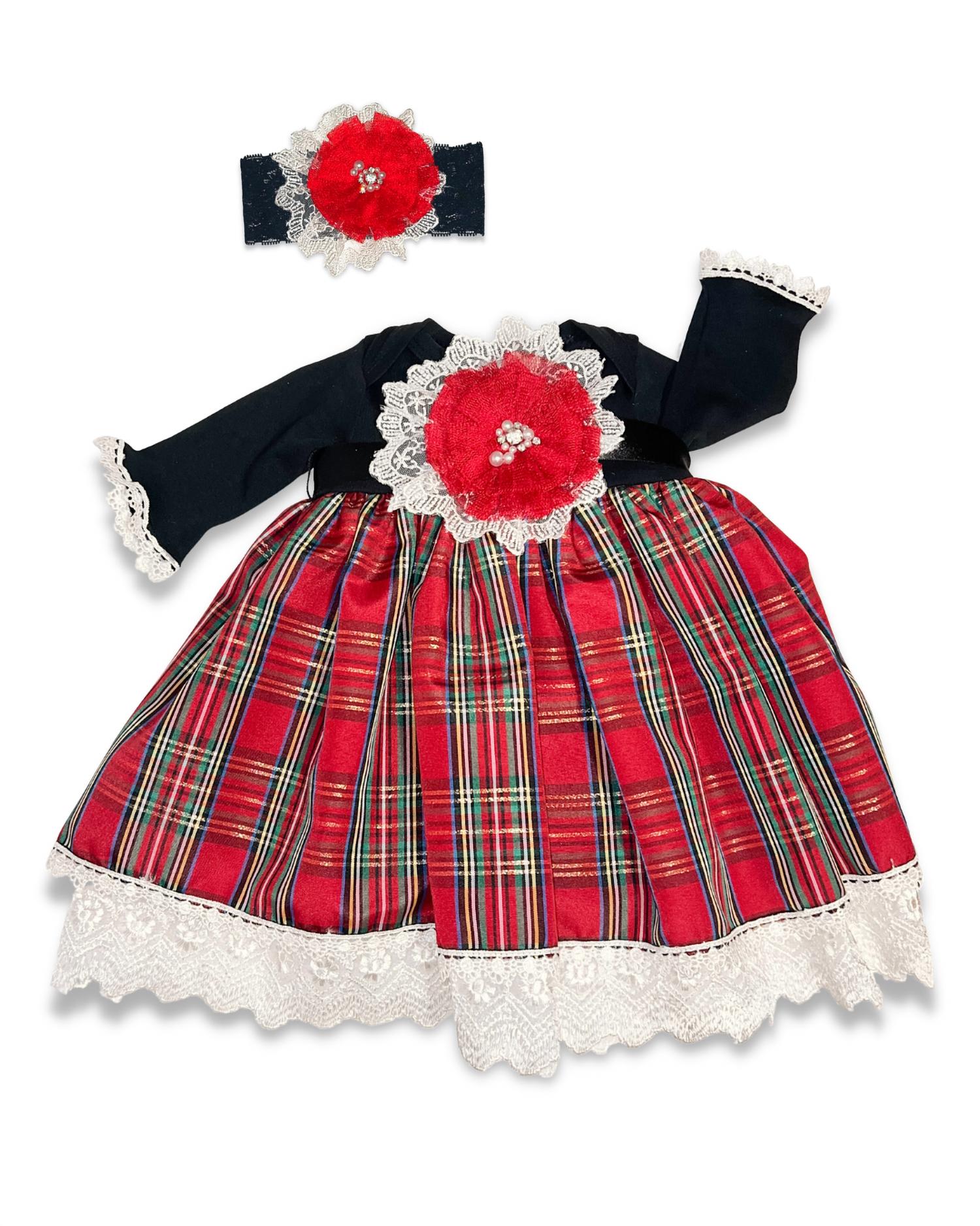Katie Rose - Girl's Long Sleeve With Plaid Bottom Dress