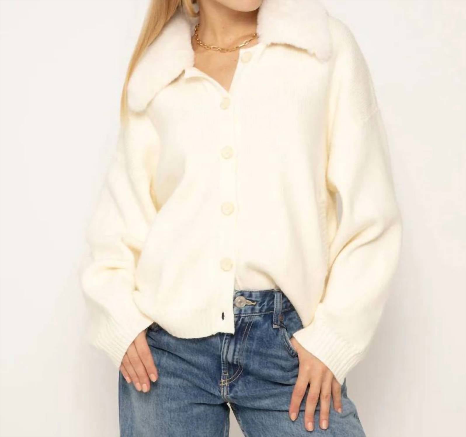 Central Park West - Nola Fur Collared Oversize Cardigan