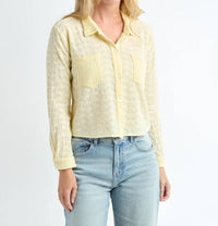 Red Haute - Eyelet Cropped Button Down Shirt