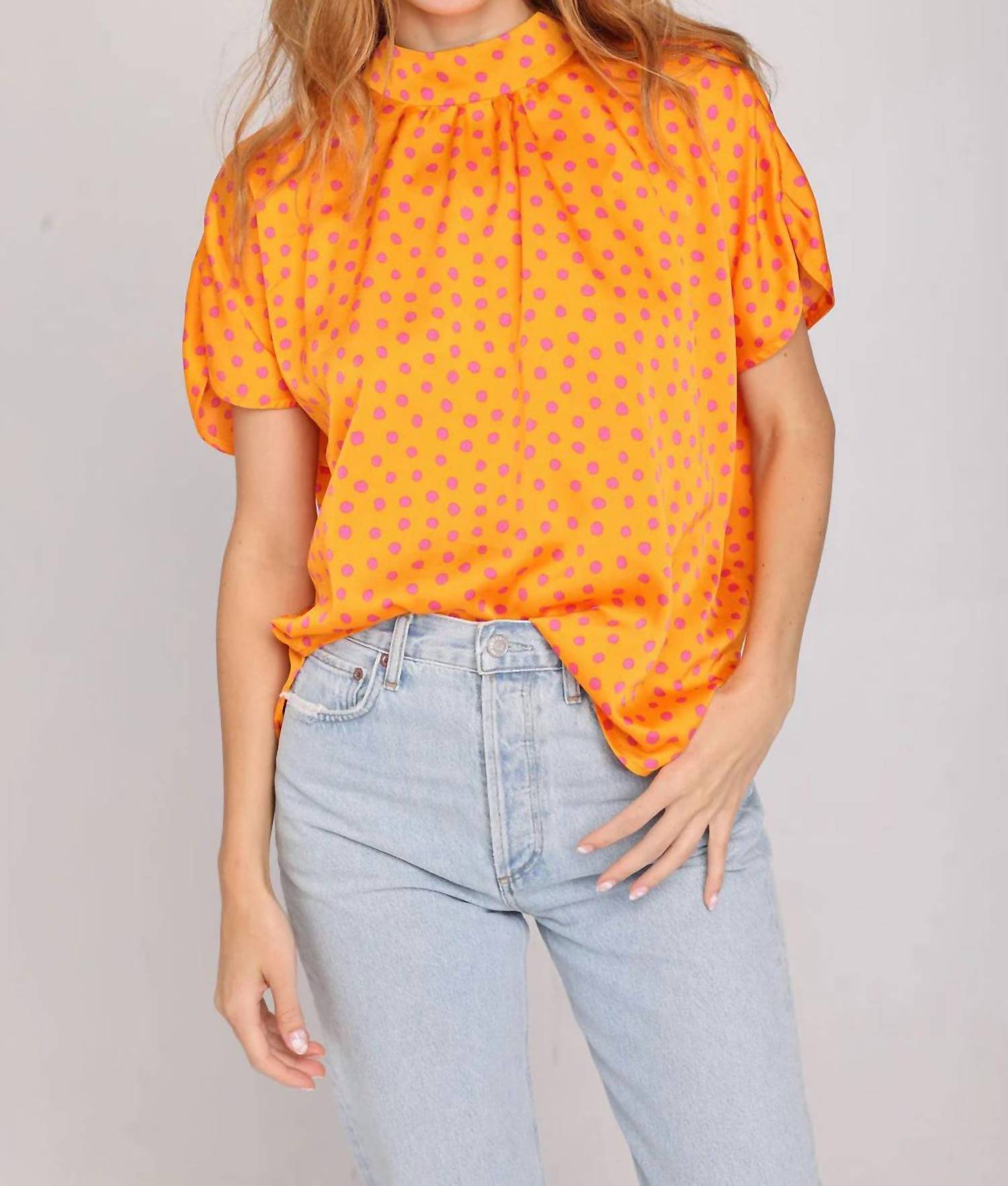 LeLe de Baltzac The Sistina Top in orange - women's blouse - detail view