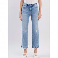FLYING MONKEY High Rise Ankle Straight Jeans in light wash - women's jeans - view 4