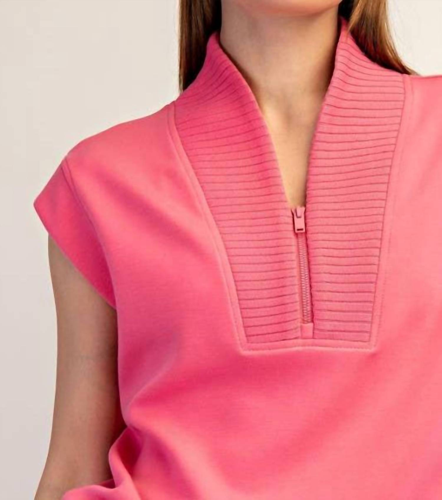 Rae Mode - Sleeveless Modal Scuba Luxe Quarter Zip Top