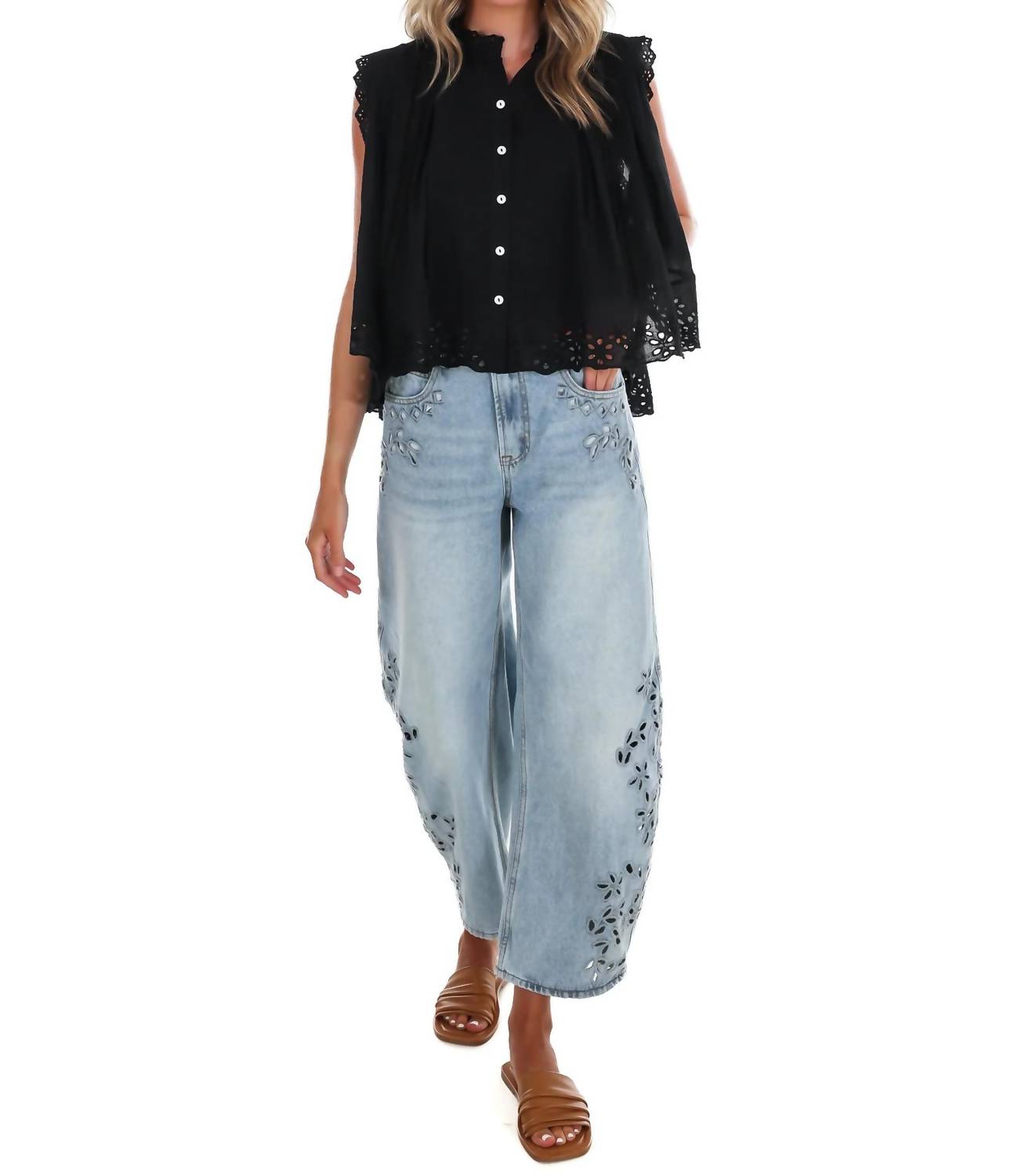 Eesome - Women's Worn To Wander Floral Eyelet Lace Top