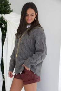 Beige Botany - Oversized Cable Knit Sweater