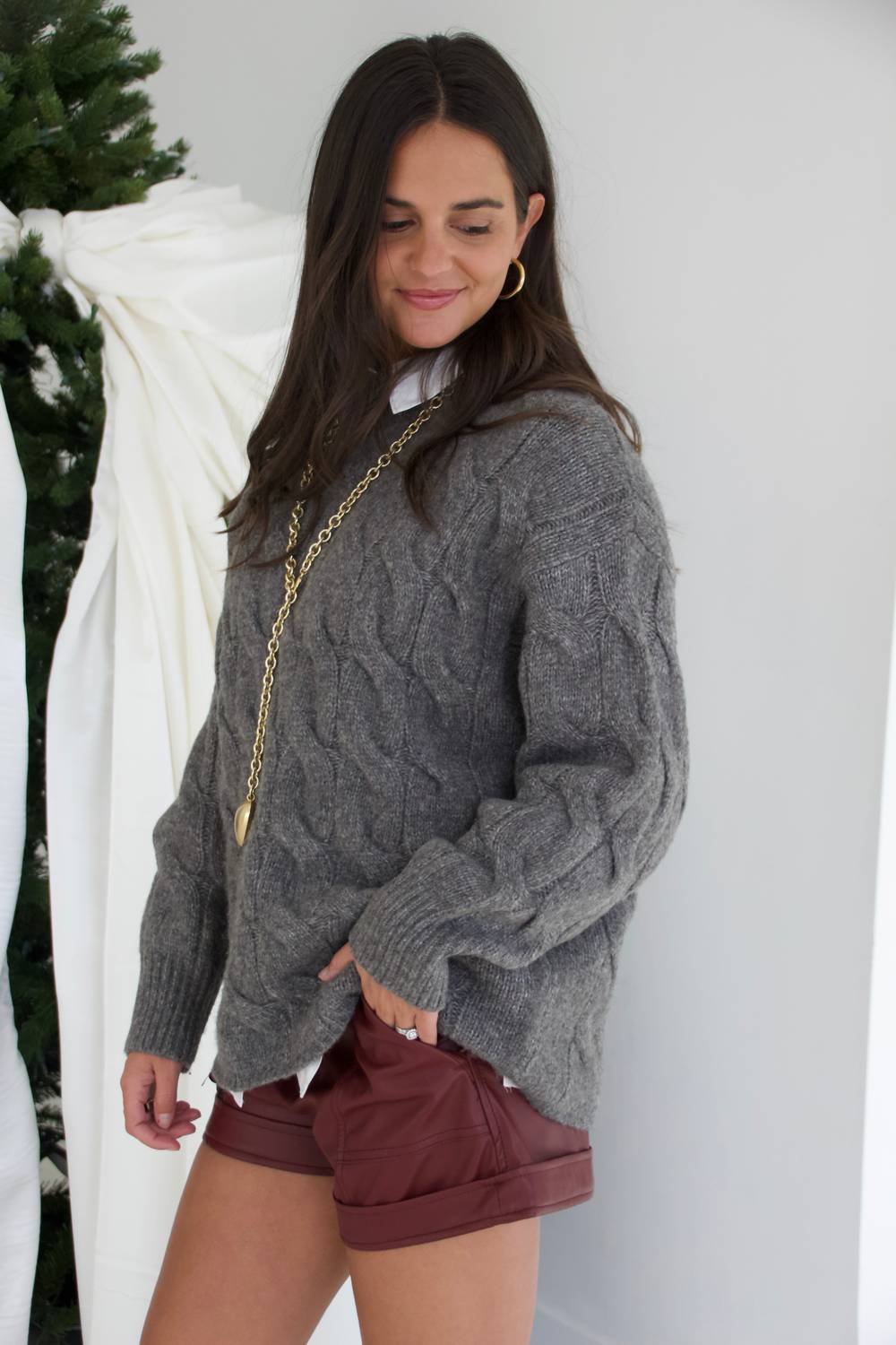 Beige Botany - Oversized Cable Knit Sweater