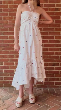 Day + Moon - Star Embroidered Halter Midi Dress