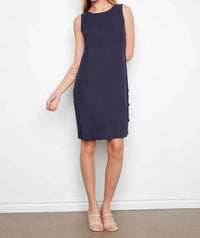 Charlie B - Sleeveless Shift Dress With Button Detail