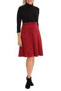 London Times - High Neck 3/4 Sleeves Ribbed Top & Skirt Dress