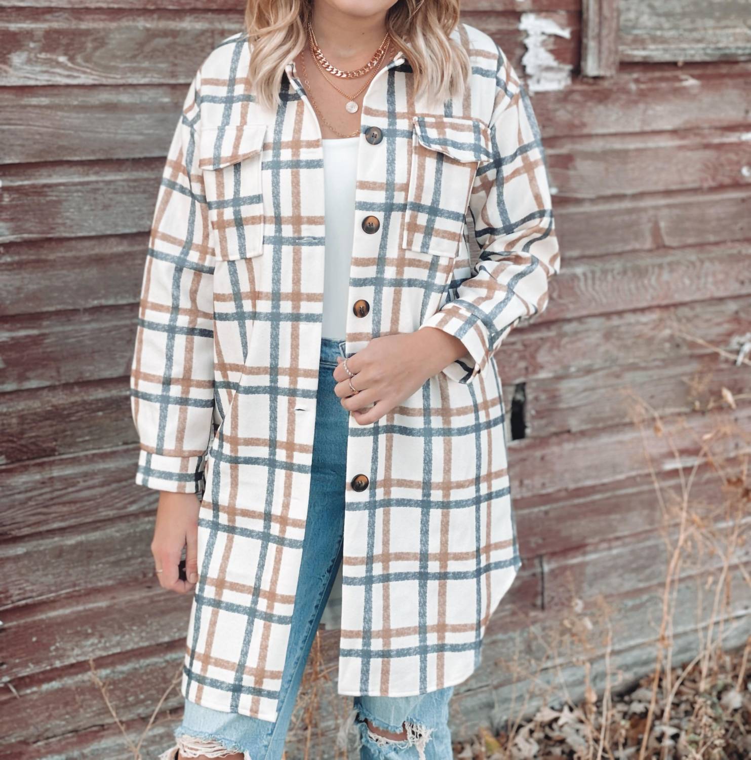 May Blue - Mila Plaid Jacket