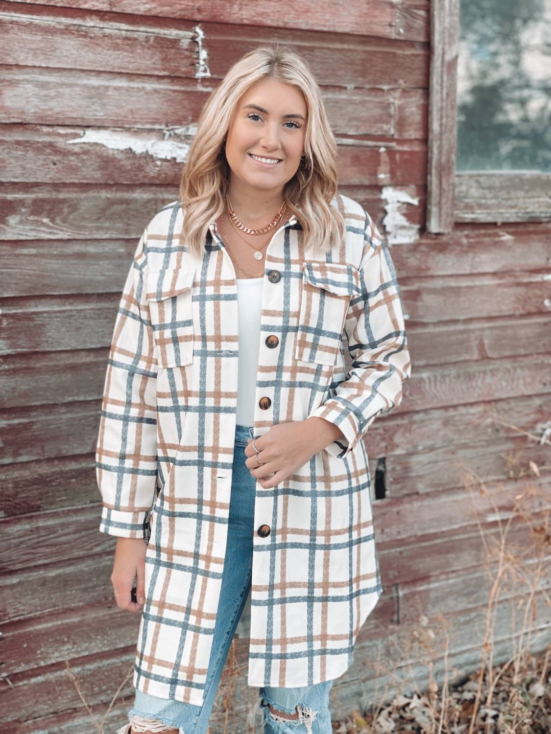 May Blue - Mila Plaid Jacket