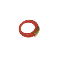 Lucas Jack - Women's Coral Resin Ring With Gold Bar Accent