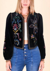 Modenaire - Floral Embroidered Bolero With Trim