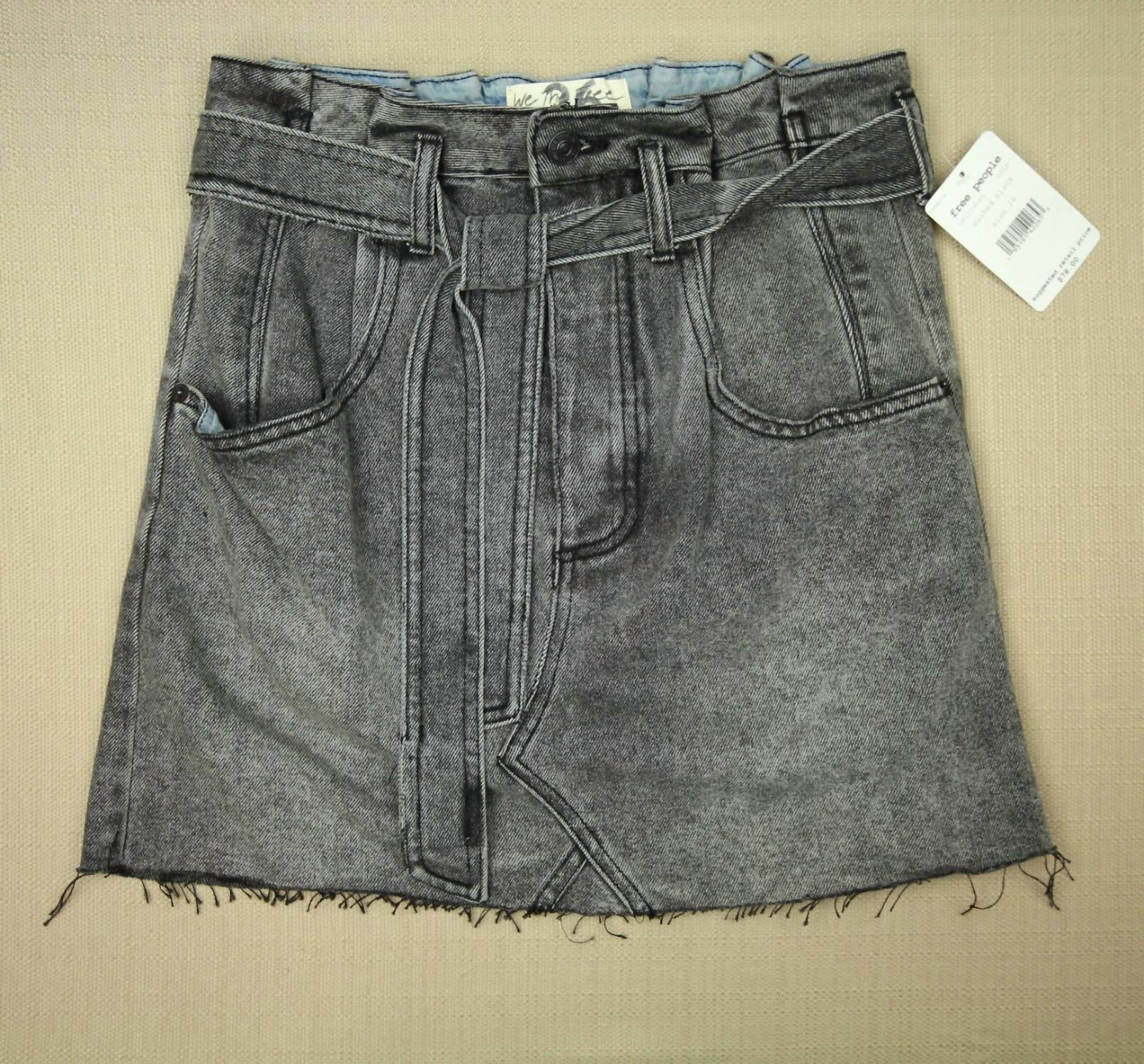 Free People - Tie Waist Jean Skirt