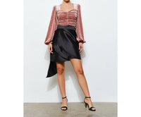 INA Fashion Luxe Velvet Heart Ruched Sweetheart Top in dusty pink - women's shirt - view 4