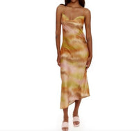 ANOTHER GIRL Asymmetric Cowl Slip Dress in sunset - women's dress