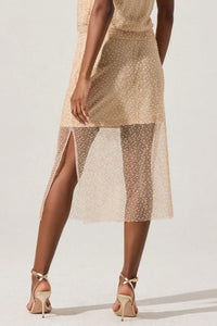 Astr - Messina Pearl Embellished Midi Skirt