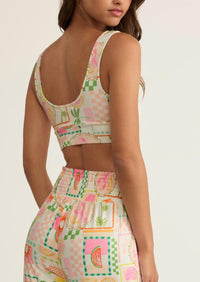 Z Supply Zoe Soleil Tank Bra in white - women's intimate - detail view