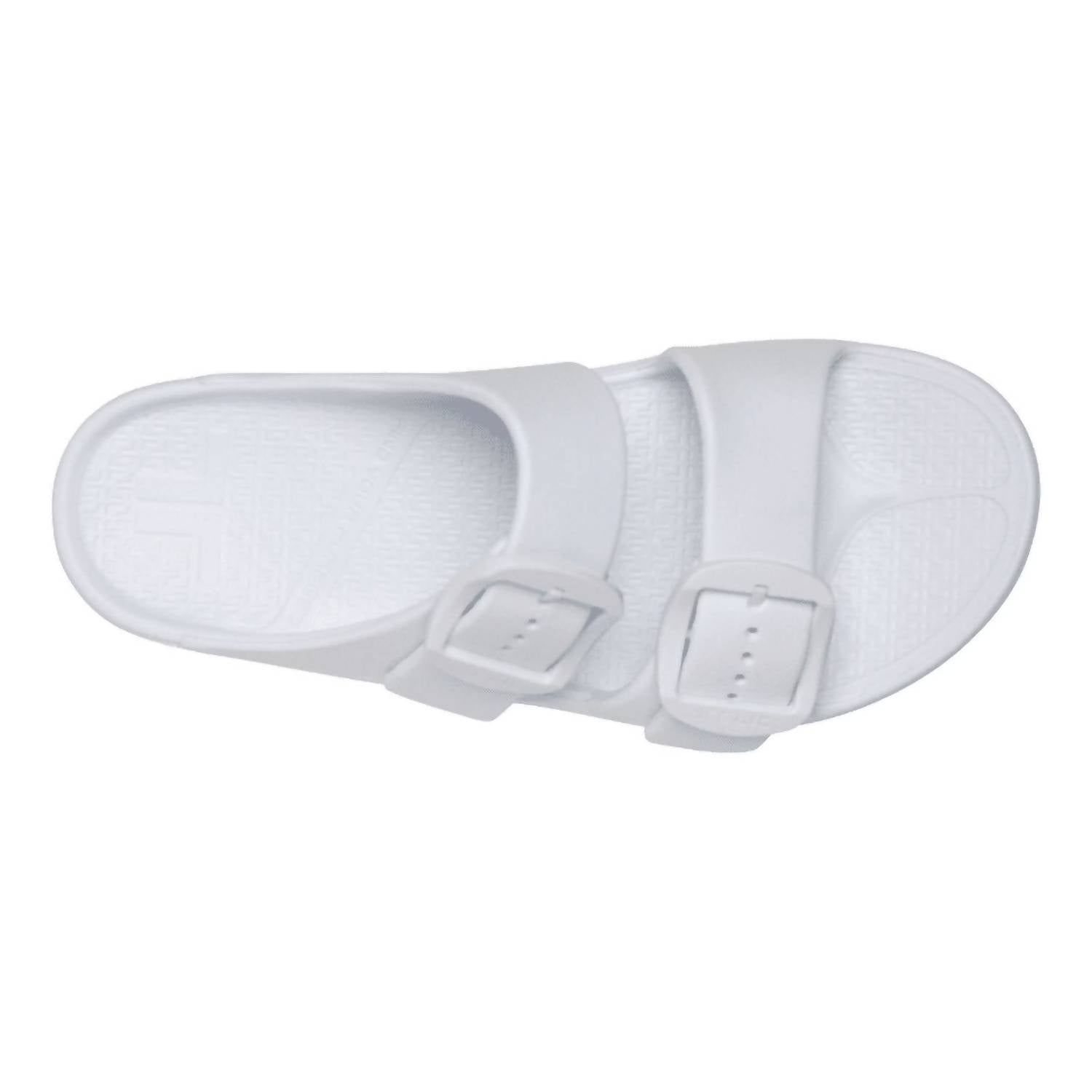 Telic Women's Boise Bliss Sandal in snow white white buckle - women's sandal - detail view